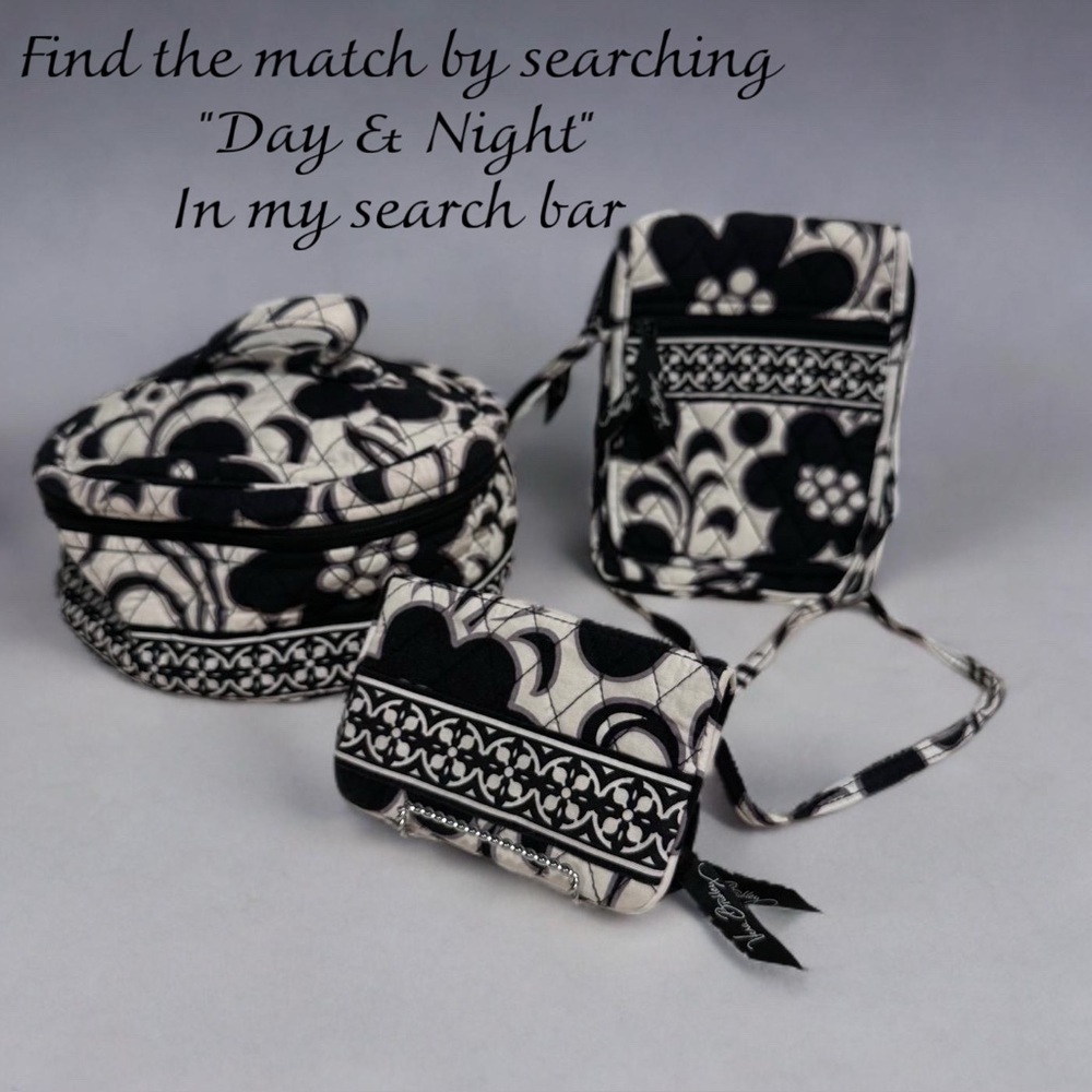 Vera Bradley Set Day & Night Mini Hipster Crossbody & Matching Wallet B&W Floral - Picture 14 of 16